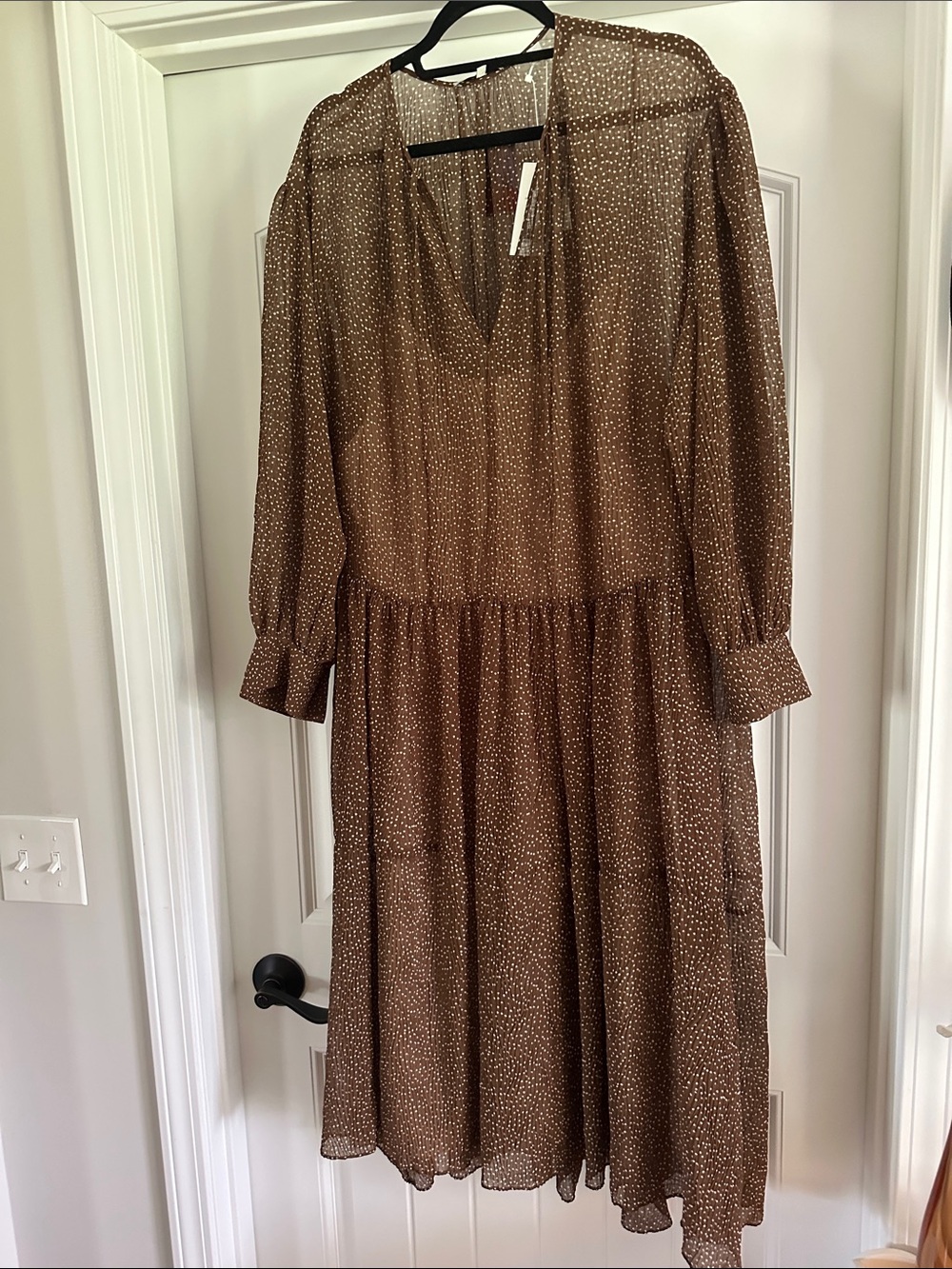 NWT Vince Starry Dot Long Sleeve Layered Slip Dress Size XXXL